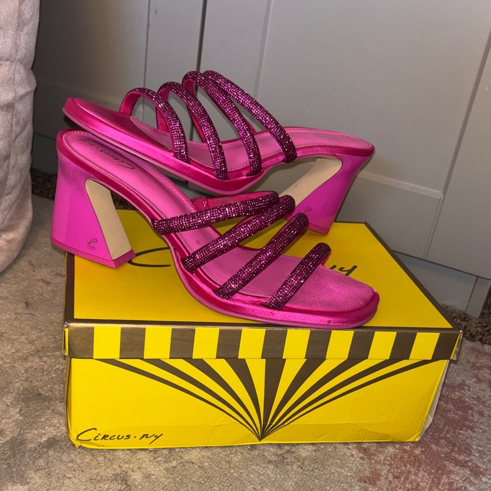 Circus by Sam Edelman Fuchsia Rhinestone Strappy Heels Sandals